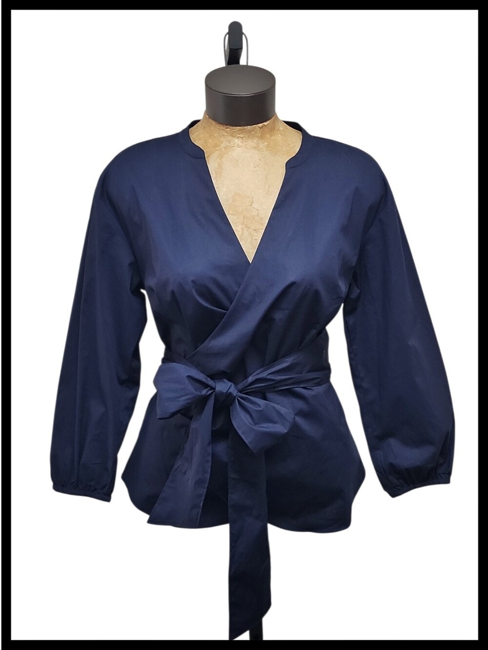 NWT J. Crew Sara Oxford Belted Wrap Shirt Top Navy Blue Size Medium Petite NEW